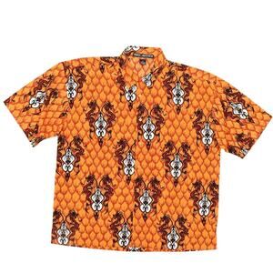 Y2K Box Office Island Orange Short Sleeve Shirt 2XL Short Sleeve Dragon